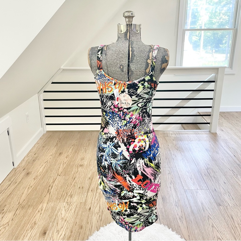 Add in item S M L colorful, graffiti bodycon stretchy dress - Picture 4 of 6